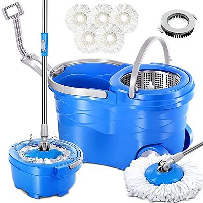 Masthome Microfiber Spin Mop and Bucket with 5 Mop Pads Refills and 1  Cleaning Brush, Self Wringing Mop and Foot Pedal Bucket System for Hardwood