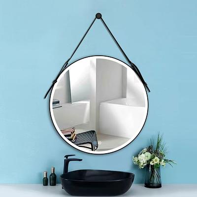 JASMODER 28-in W x 35.24-in H Round Black Framed Lighted Wall Mirror