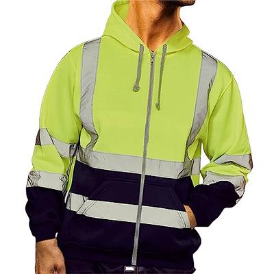 SHORFUNE High Visibility Reflective Softshell Safety Jacket for Men,  Waterproof and Windbreaker Fleece Lining Winter Work Jackets with  Detachable Hood and Sleeves, Class 3, XXL, Yellow 