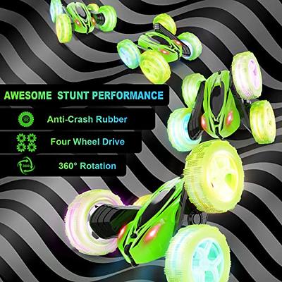  Remote Control Car, OrrenteRemote RC Cars with Headlights and  Wheel Lights, 4WD 2.4Ghz Double Sided 360° Rotating RC Truck for 6 Year Old  Boy Gifts Stunt RC Car Kids Xmas Toy