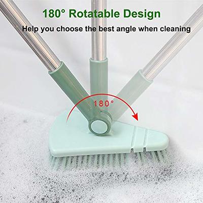 Qaestfy Shower Scrubber & Cleaning Brush Combo Tub and Tile Scrubber Cleaner Scrub Brushes with 51'' Long Handle Tool for Bathroom Bathtub Wall Mop