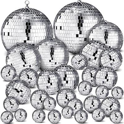 Mini DISCO BALL 6 Pieces With Silver Metallic Cord Ornaments 1-1/8