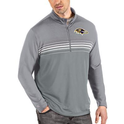 Men's Antigua Heathered Gray Baltimore Ravens Logo Victory Pullover Hoodie  