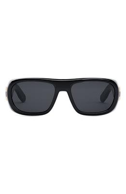 Moncler Vyzer Shield Sunglasses in Shiny Black /Smoke Lenses at