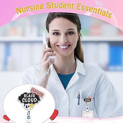 ANDGING Certified Black Cloud Nurse Badge Reel Holder, Cute Funny
