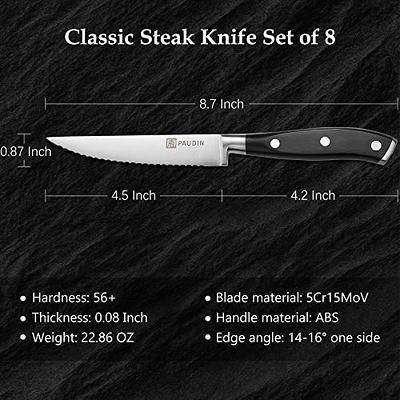 PAUDIN Steak Knives Set of 8, Steak Knives 4.5 Inch, High Carbon