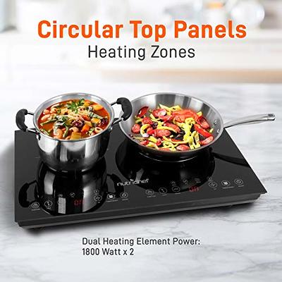 NutriChef Dual Induction Burner - Two-Burner Electric Cooktop with Digital  Display and Adjustable Temperature Settings - Energy-Efficient Portable