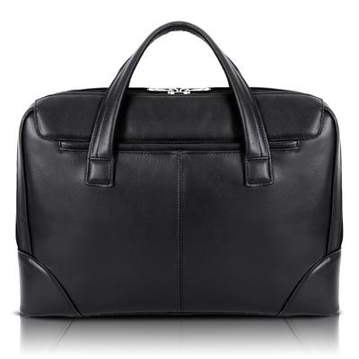 McKlein Elston Black Leather Double Compartment Laptop Case