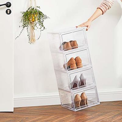 CIMLORD 6-Tier Foldable Shoe Rack Organizer for Closet 12Pairs Plastic Shoe  Rack Shelf Collapsible Shoes Storage Box Clear Shoe Boxes Stackable with