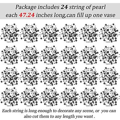 24pcs Pearl String for Floating Candles, Artificial Highlight Faux Pearl  Beads String Pearl Party Garland Decoration for Wedding Dinning Table Party