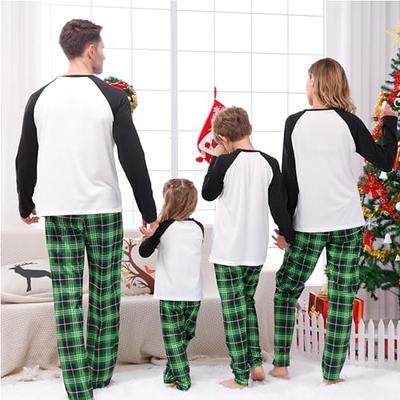 Retro Santa Family Matching Pjs Christmas Green Plaid - Funny Ugly  Christmas Sweater