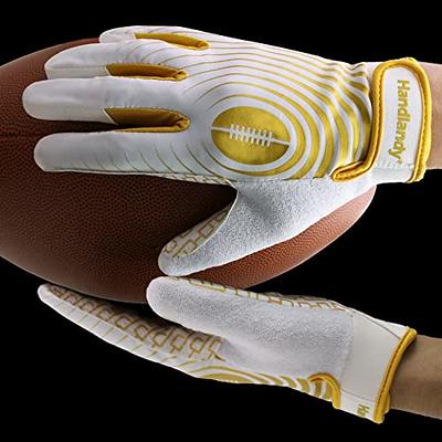 HANDLANDY Football Gloves Men, Sticky Wide Receiver Grip Gloves, Black and  Gold Stretch Fit Youth Football Gloves - Yahoo Shopping