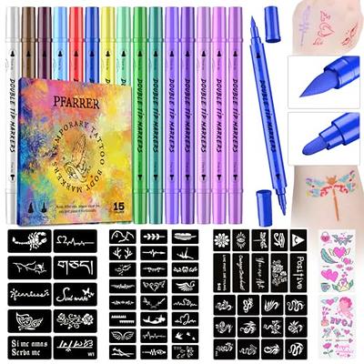 Betytattoo Temporary Tattoo Markers for Skin - Dual-End Tattoo