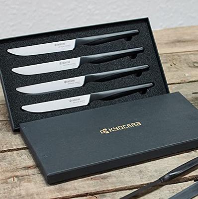 Kyocera 4-Piece Ceramic Steak Knife Set, 4.5 Black/White
