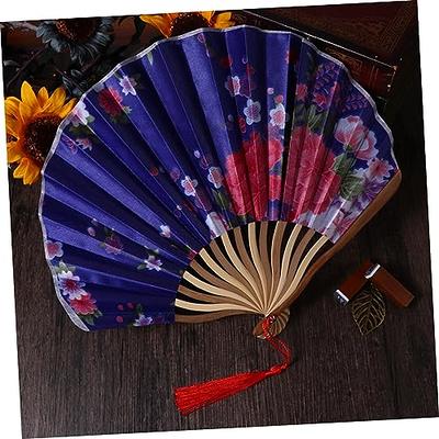 Amajiji Large Folding Fan, Chinease/Japanese Folding Nylon-Cloth Hand Fan,  Women Hand Folding Fans Hand Fan Gift fan Craft fan Folding Fan Dance Fan