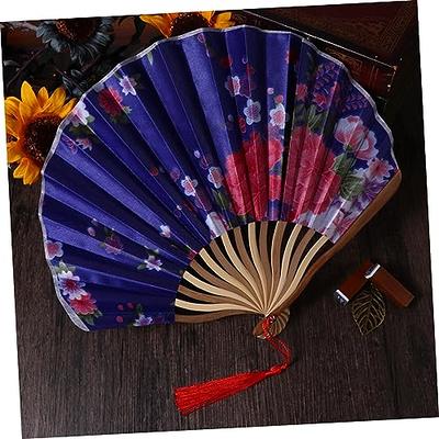 Hand Fan Embroidered Flower Fabric Fan Color paper fan Chinese Silk Fans  Handheld Fan Folding Fan