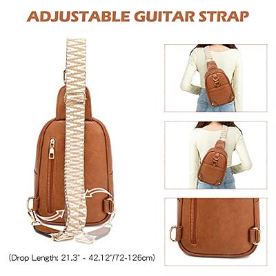Guitar Strap Leather Purse CrossBody Bag Purses for Women Trendy Vegan Faux  Leather Shoulder Bag Handbag with 2 Straps