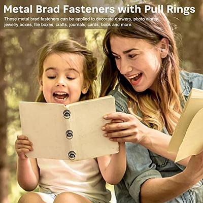 50 Pieces Metal Brad Fasteners with Pull Rings Mini Brad Paper Fasteners  Metal Pull Ring Handle Art DIY Crafts Decoration Accessories for Kitchen  Bathroom Drawer, 5 Colors