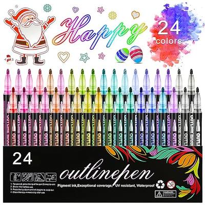 Double Line Glitter Shimmer Metallic Markers, ZSCM 24 Colors 24