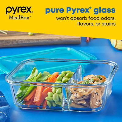 Pyrex MealBox 2.3-cup Divided Glass Food Storage Container with Blue Lid -  Yahoo Shopping