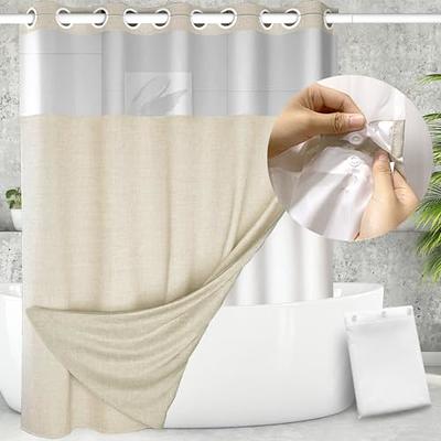 Naturalliving Linen Shower Curtain with 2PACK Snap in Fabric Liners  Waterproof Set, No Hook Beige Hotel Shower Curtain Set with See Through  Mesh Top Window,Machine Washable, 72 x 72 inch - Yahoo Shopping