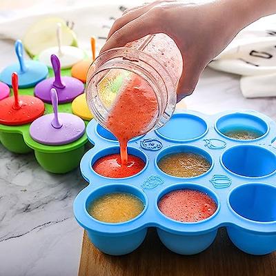 4 Silicone Popsicle Molds 7-Cavity DIY Ice Pop Mold w/ Colorful Sticks Baby  Kids