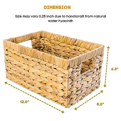 Seagrass Storage Baskets with Labels, 10.5x9x7.5in Wicker Storage