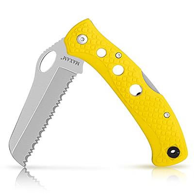 Maxam 5 Inch Saltwater Knife - Rust-Proof German Stainless Steel Serrated  Blade with High-Visibility Yellow Handle, Reversible Pocket Clip, Lanyard  Hole - Yahoo Shopping