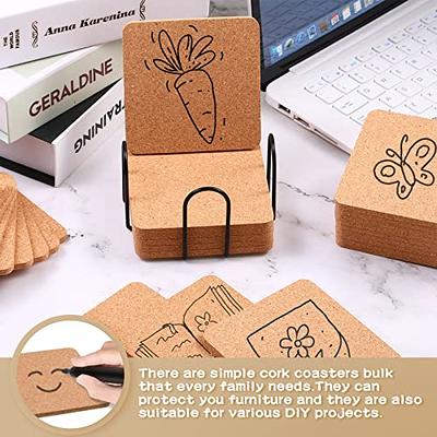 Tuanse Square Cork Trivets 4 x 4 x 0.2 Inch Cork Coasters for