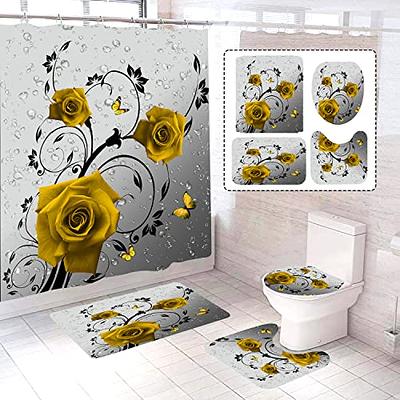  4 Pcs Bathroom Sets Non-Slip Rugs Bath Mat Toilet