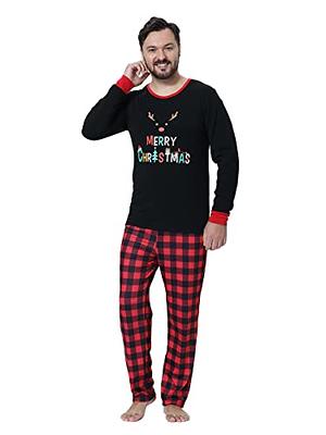 MyFav Matching Family Pajamas Sets Christmas Pjs with Letter and Plaid Long  Sleeve Jammies,Black,Women-XS at  Women's Clothing store