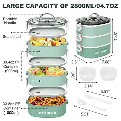 Portable 2 Layer Bento Lunch Box 1000ml Capacity For Work, School