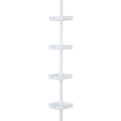 Bath Bliss 4 Tier Tension Corner Shower Organizer Caddy in Grey