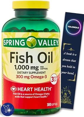 Spring Valley Proactive Support Omega-3 from Fish Oil Heart General & Brain  Health Dietary Supplement Softgels, 1000 mg, 120 Count 