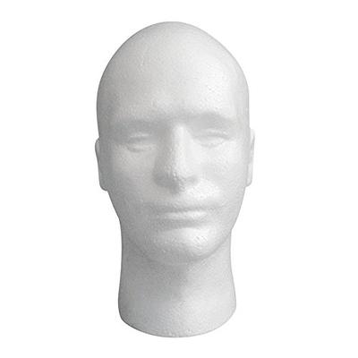 Male Styrofoam Mannequin Head,White Foam Mannequin Head Display Male Head  Model Styrofoam Durable Foam Wig Stand for Exhibition White