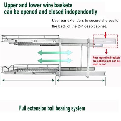 OCG Pull Out Cabinet Organizer 20 W x 21 D, Slide Out Wood Drawer Shelf,  Pull Out Shelves for Base Cabinet Organization in Kitchen, Pantry, Bathroom