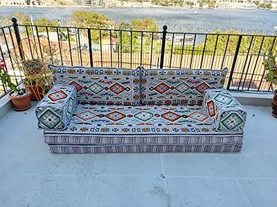 8 Thickness Mauritania Floor Cushions, Turkuoise Floor Couches