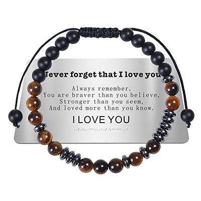 To My Son I Love You Morse Code Bracelet With Card Adjustable Message  Bracelets Son Gift from Mom Dad Birthday Chrismas Gift