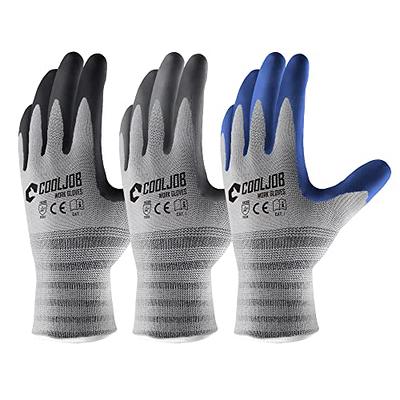 COOLJOB Work Gloves, Rubber Grip and Latex Coated, Non-Slip and