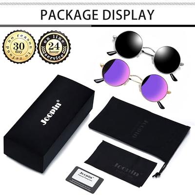 Joopin Round Sunglasses Men Women Small Circle Sun Glasses Polarized UV400  Trendy Teashade Circular Shades Costume (Silver Black + Purple) - Yahoo  Shopping
