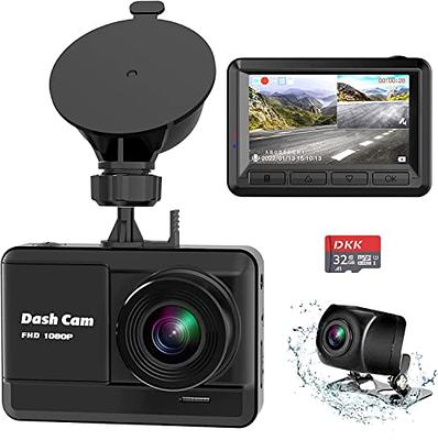 AutoSky Dash Cam Front and Rear - Dash Camera for Cars Mini Dash Cam Full  HD with 32GB Memory Card, 3 inch IPS Screen, Accident Lock, Loop Recording