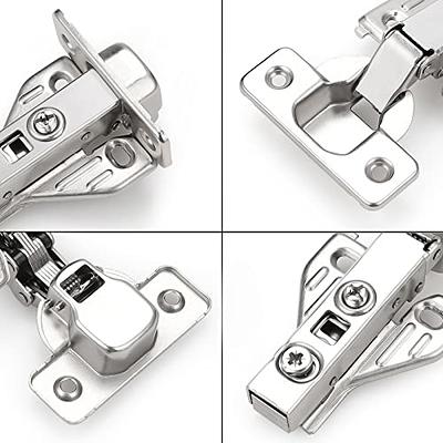 Probrico 1 Pair（2 Pack）Kitchen Cabinet Hinges for Face Frame Cabinet,  Concealed Cabinet Hinges Brushed Satin Nickel with Mounting Screws