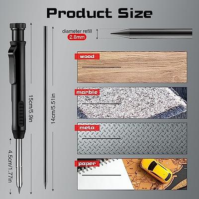 Hiboom Solid Carpenter Pencil Set for Construction with 7 Refills Built-in  Sharpener, Long Nosed Deep Hole Mechanical Pencil Marker for Carpenter