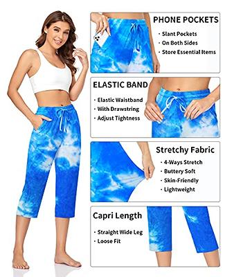 TARSE Women's Summer High Waisted Capri Pants Plus Size Casual Sport  Activewear Capris Sweatpants Loose Fit