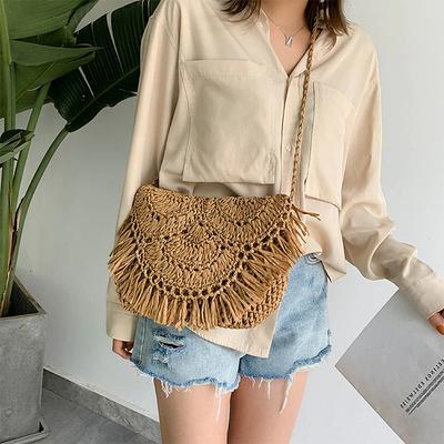 Summer Straw Bags for Women Tassel Handmade Beach Crossbody Bags