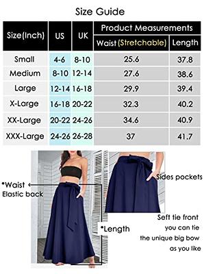 Afibi Women's High Waist Skirt Tie Front A-Line Flowy Long Maxi Skirts with  Pockets