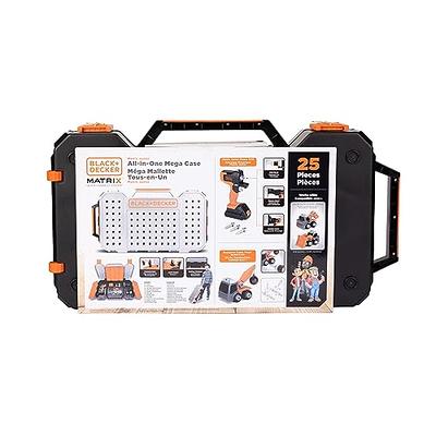  Black+Decker Kids Tool Set All-in-One Mega Case Workshop with  Electronic Toy Matrix Drill, Jigsaw and Sander Attachments, 25 Tools &  Accessories, Play Tools for Toddlers & Kids : Toys & Games