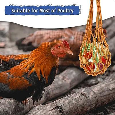 Chicken Vegetable String Bag,Poultry Fruit Holder, Pet Chicken Vegetable  Hanging Feeder Treat Feeding Tool with Hook for Hens Chicken Coop Duck  Large