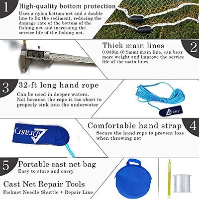 OTOEZ Fishing Net Cast Nets for Fishing 3Ft-8Ft Radius Saltwater Easy Throw  Net Nylon/Tire