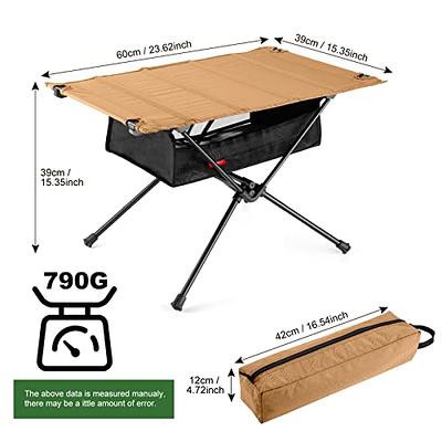 Odoland Outdoor Folding Table with Mesh Storage Portable Camping